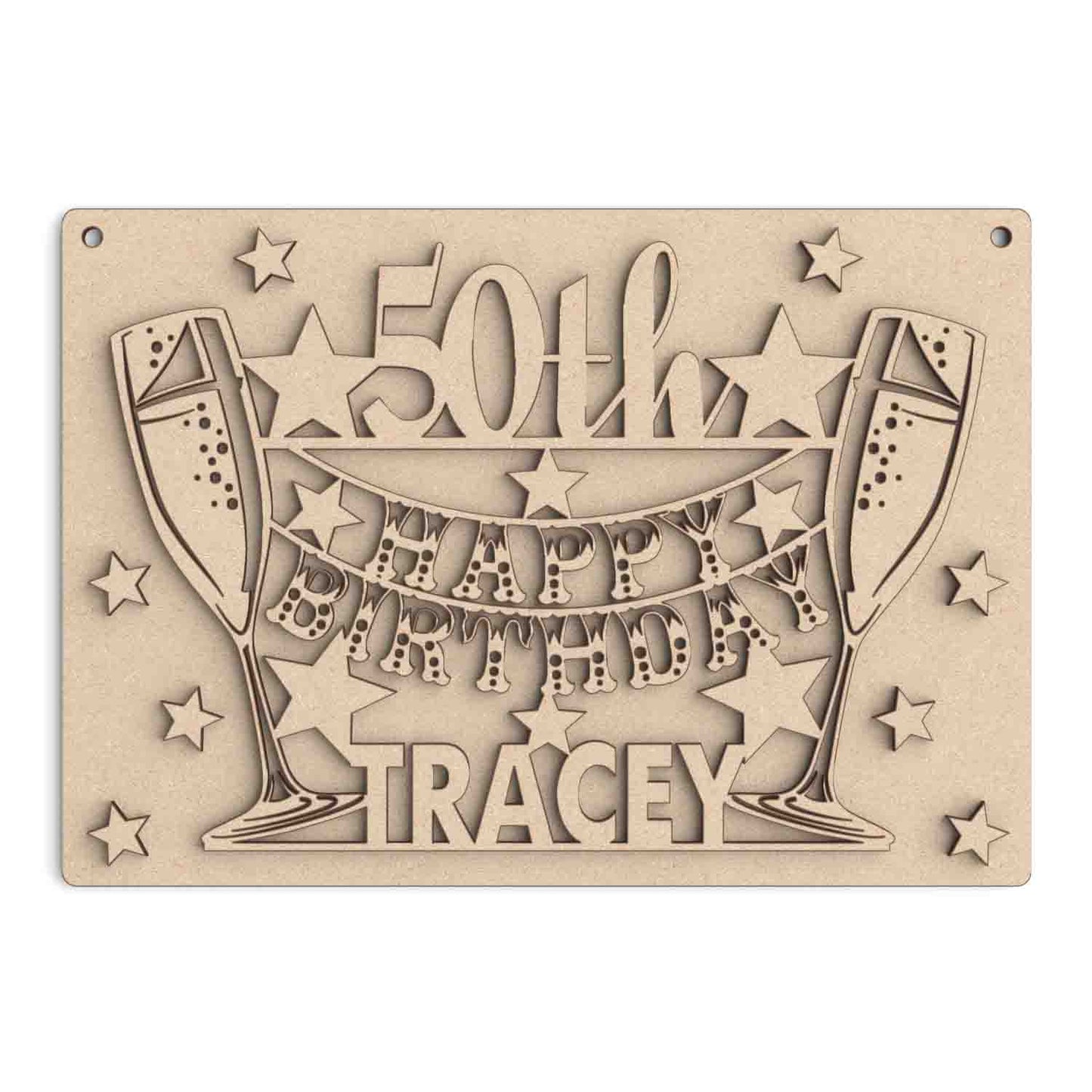 Happy Birthday wooden craft shape Plaque.