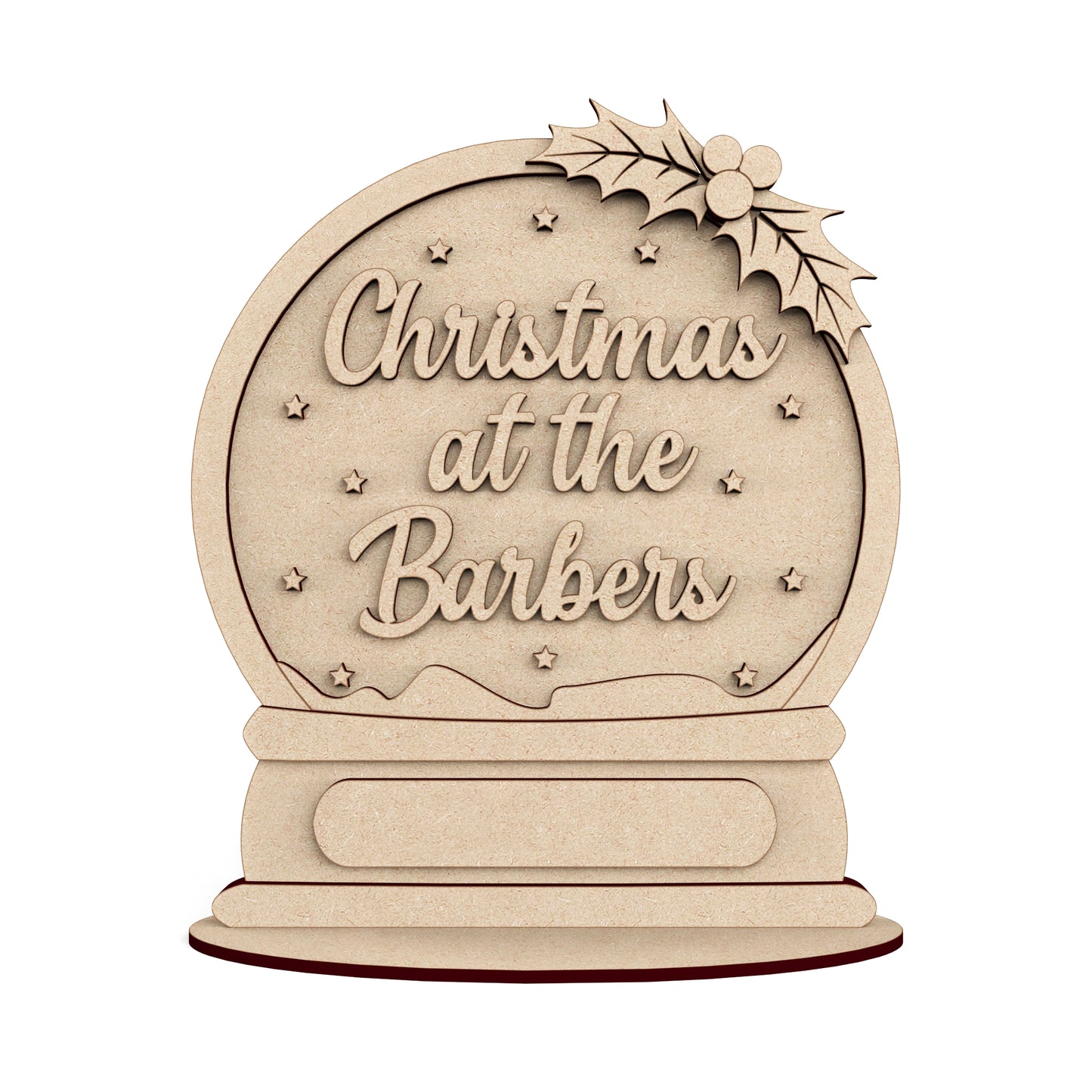 Personalised Snow Globe Freestanding wooden craft shape Kit Christmas Decoration.