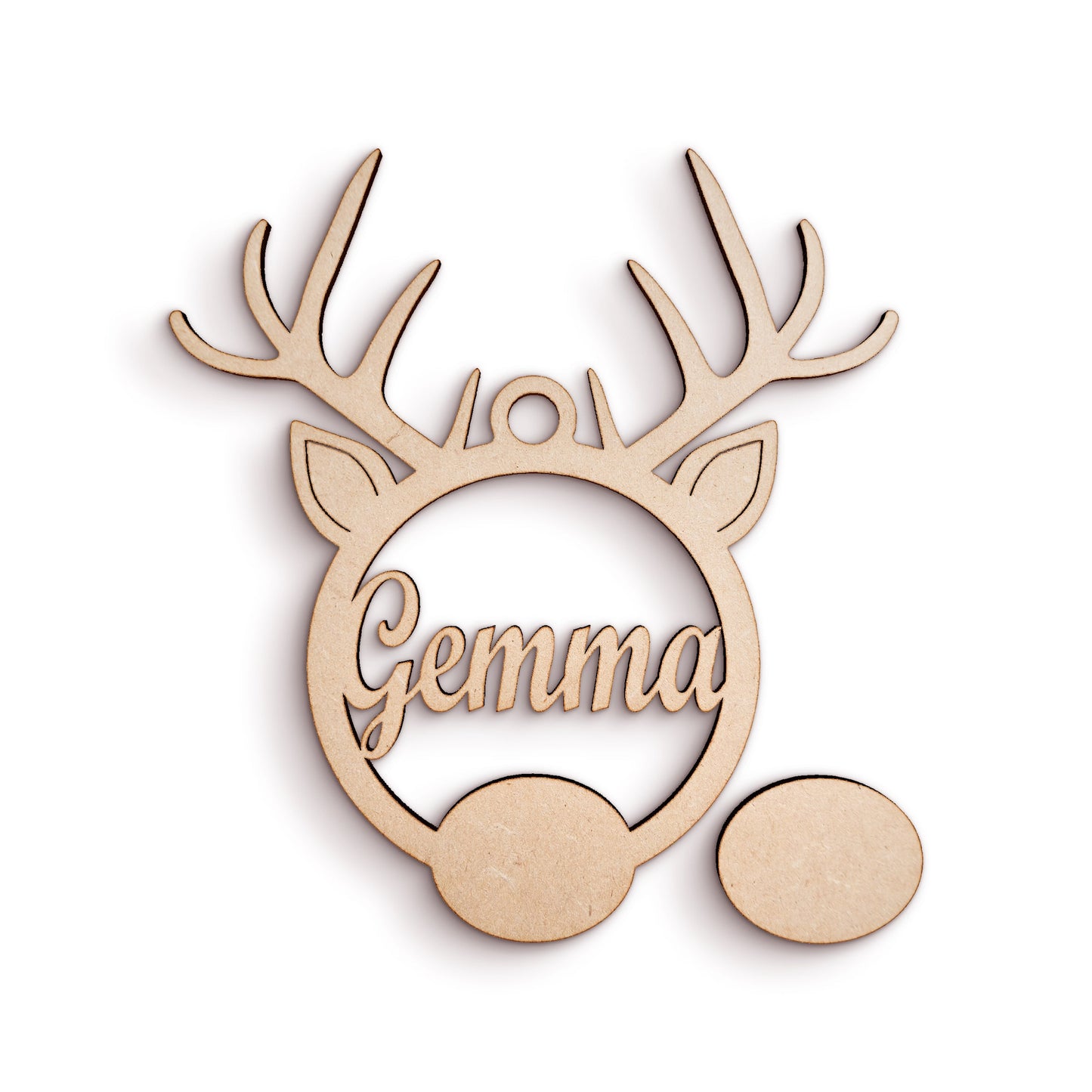 Reindeer Bauble wooden craft shape Christmas Decoration.
