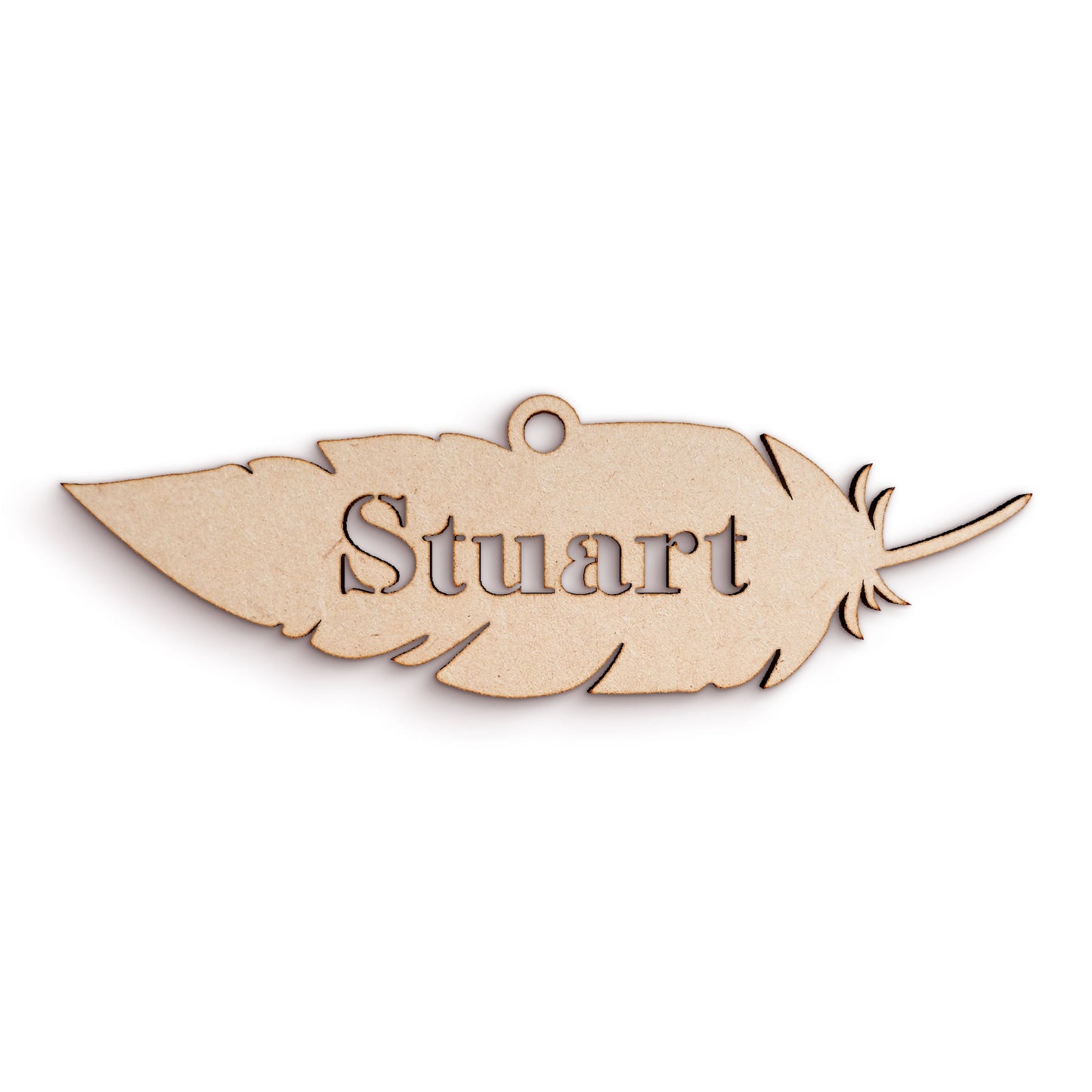 Feather Bauble wooden craft shape Christmas Decoration.