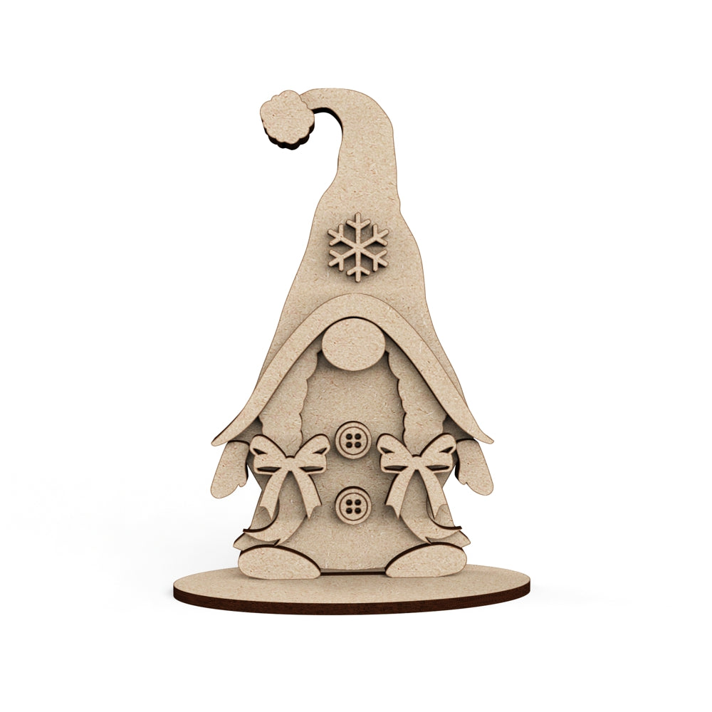 Nordic Gnome / Gonk Family Freestanding wooden craft shape Christmas Decoration