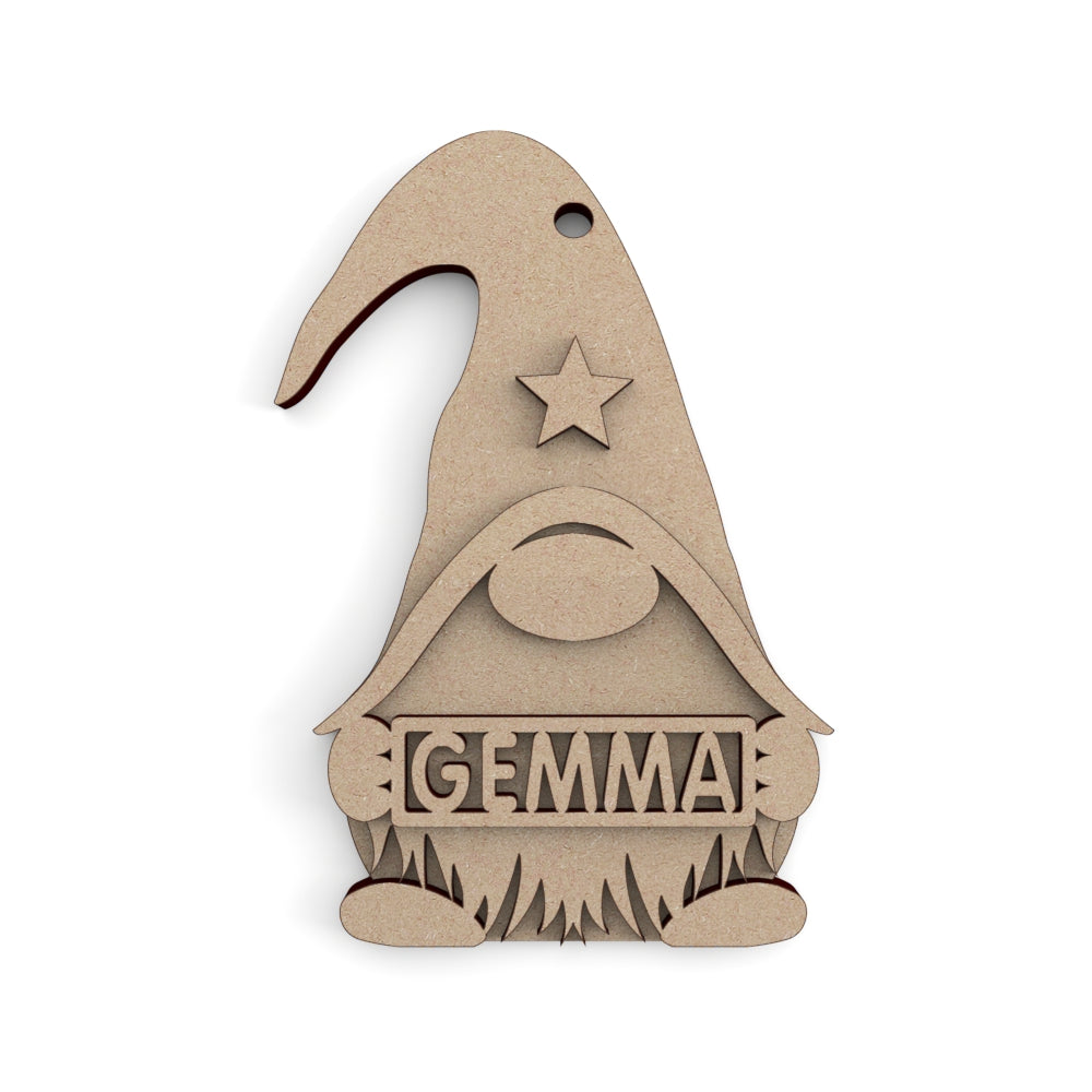 Nordic Gnome Gonk Bauble Layered wooden craft shape Blank Christmas Decoration.