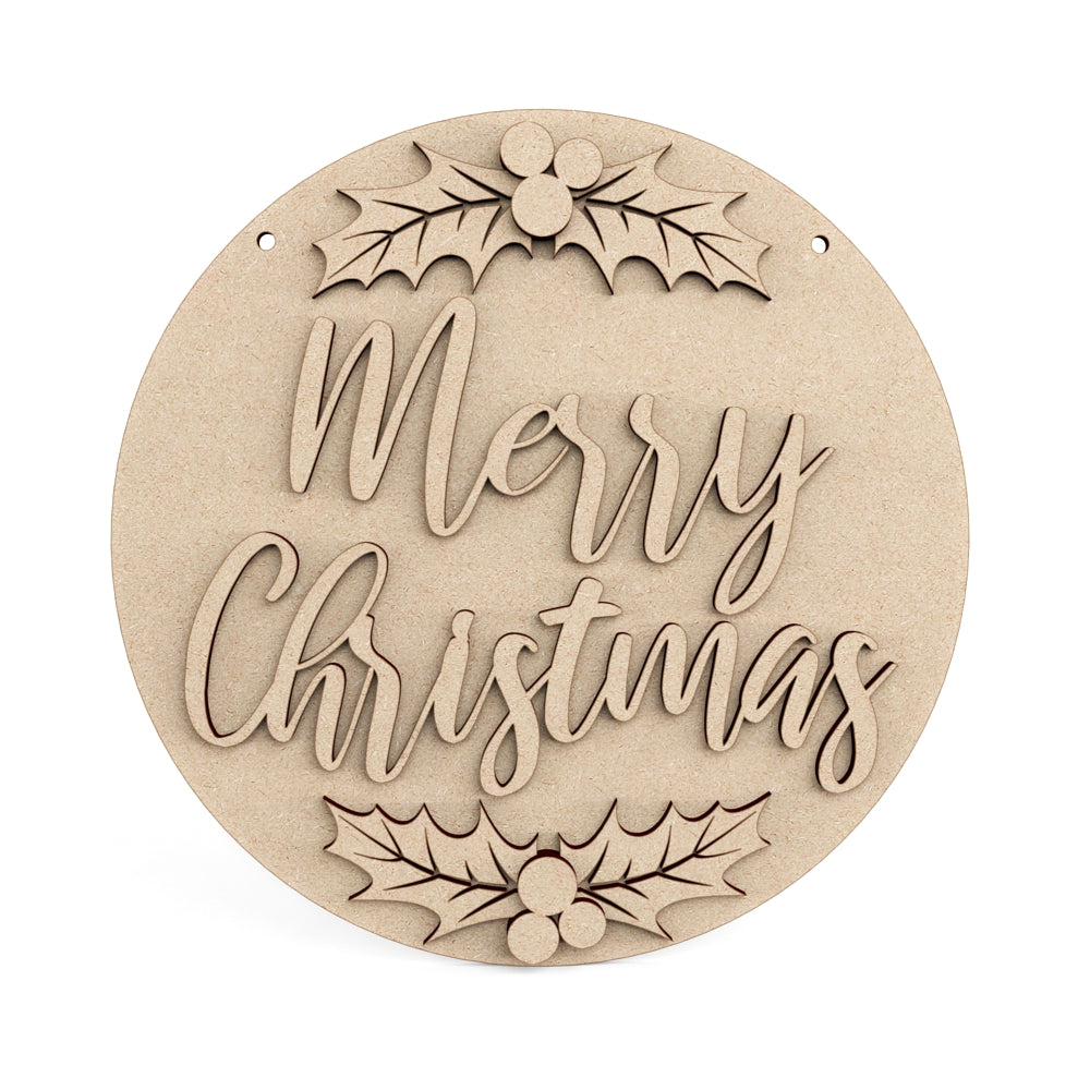 Merry Christmas MDF Plaque Craft Decoration Kit.