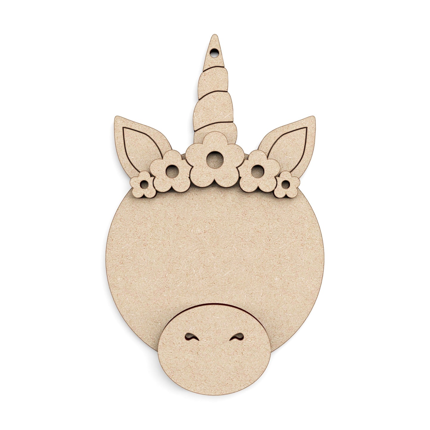 Unicorn Bauble wooden craft shape Christmas Decoration.