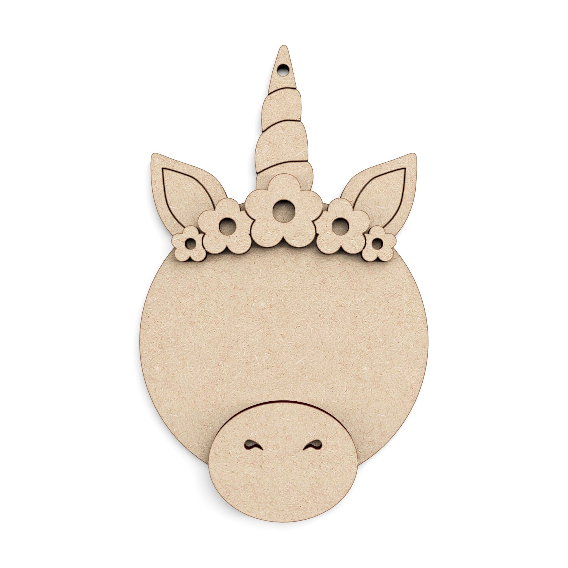 Unicorn Bauble wooden craft shape Christmas Decoration.