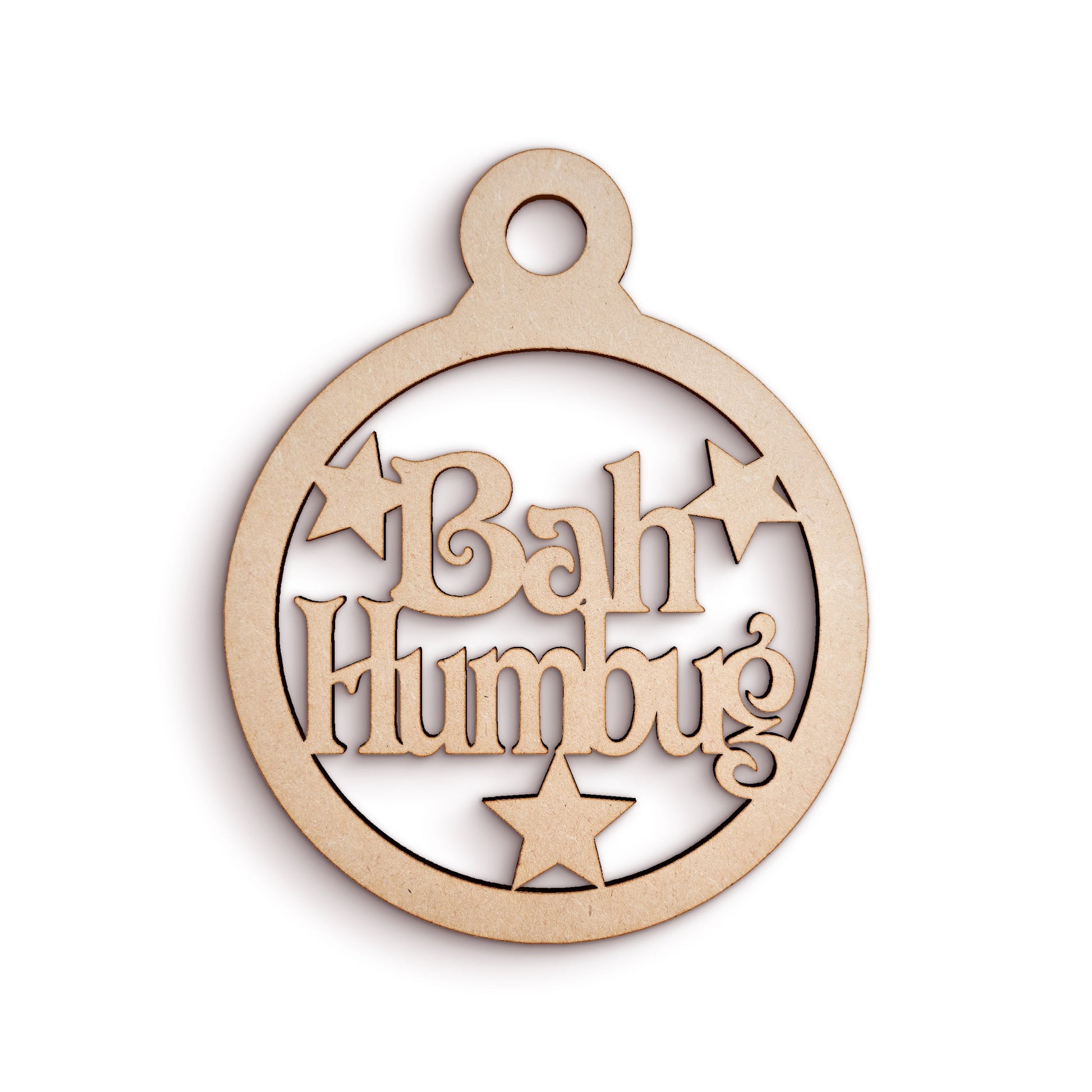 Bah Humbug Bauble wooden craft shape Christmas Decoration.