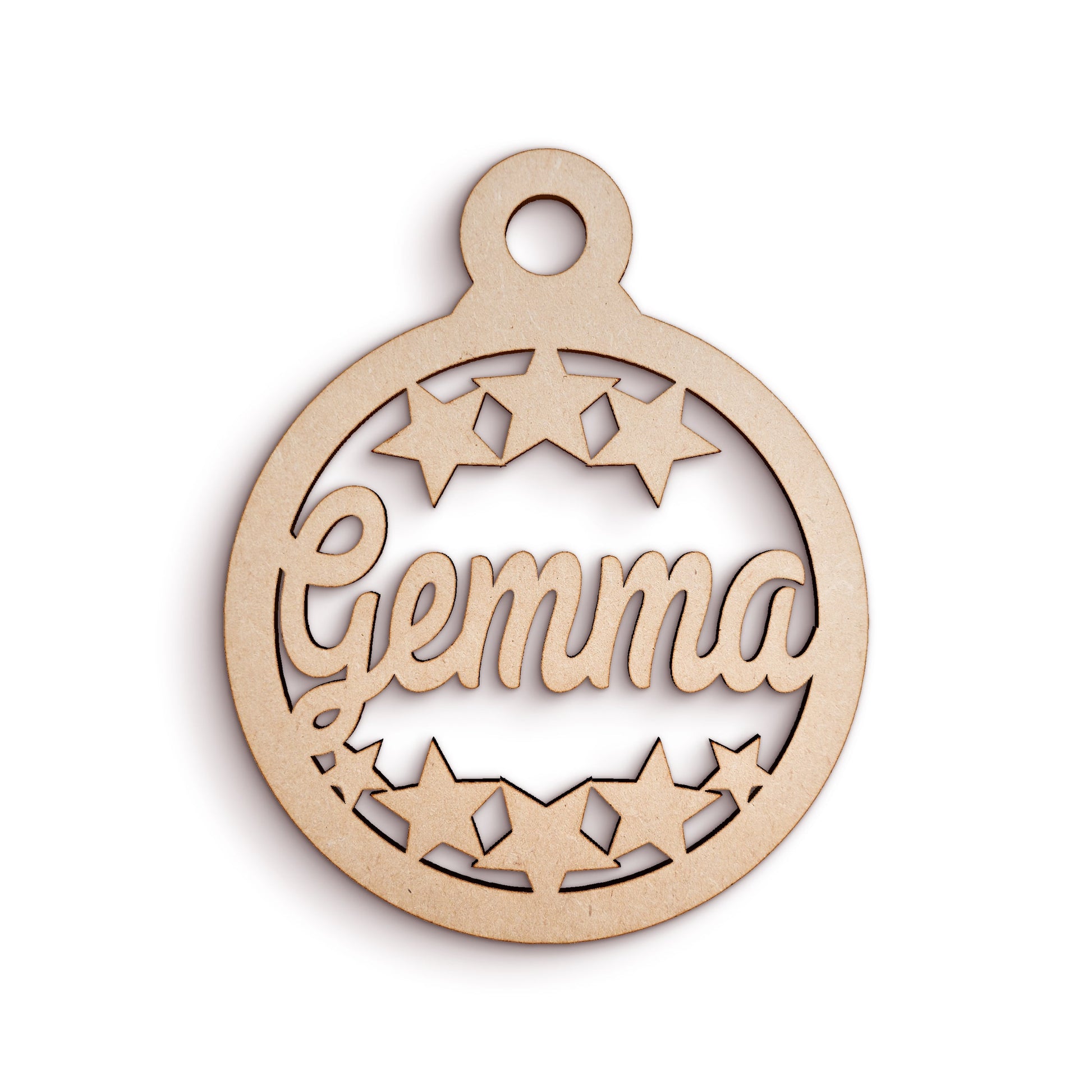 Personalised Bauble wooden craft shape Christmas Decoration.