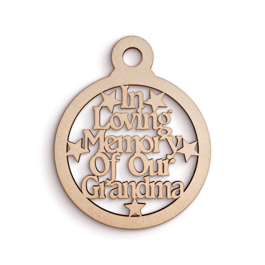 In Loving Memory Bauble wooden craft shape (Multiple Word Options) Christmas Decoration.