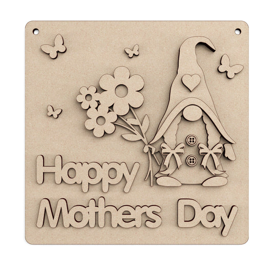 Nordic Gnome / Gonk Happy Mothers Day wooden craft shape Plaque Kit.