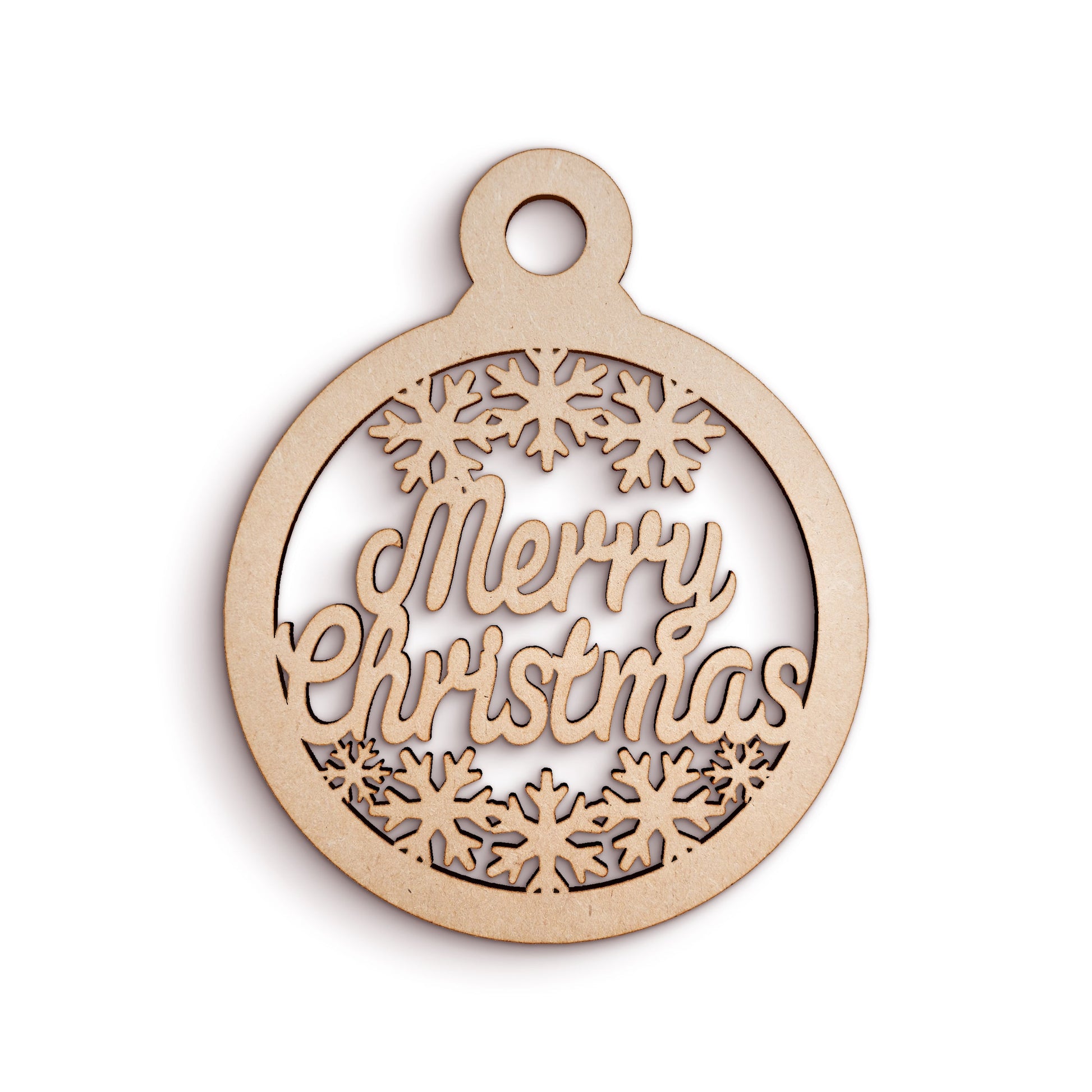 Merry Christmas Bauble wooden craft shape Christmas Decoration.