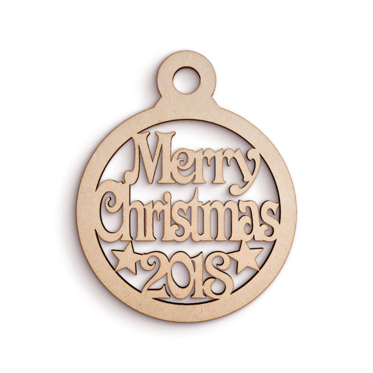 Merry Christmas Bauble wooden craft shape Christmas Decoration.