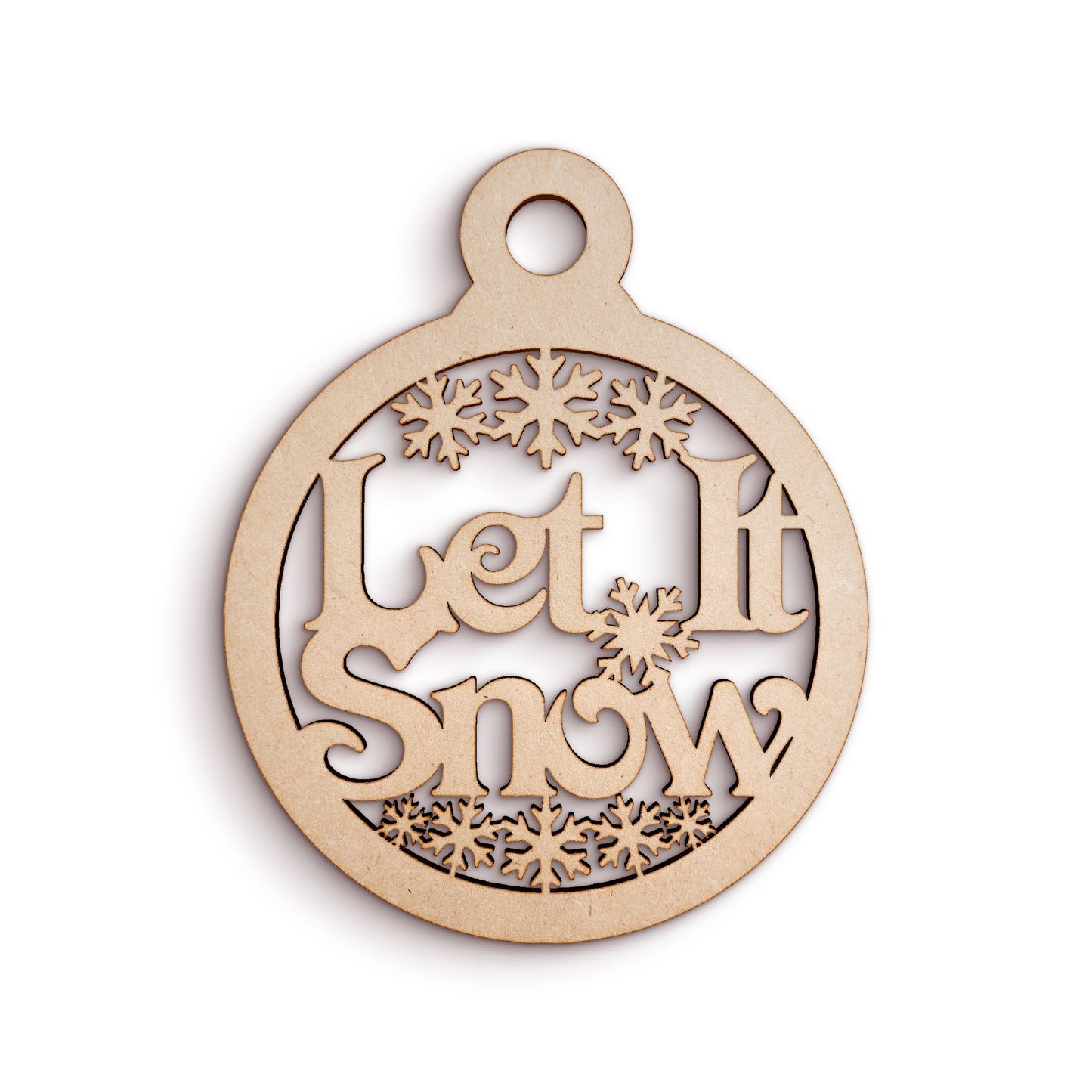 Let It Snow Bauble wooden craft shape Christmas Decoration.