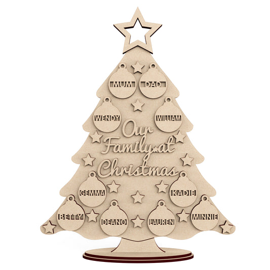 Personalised Freestanding wooden craft shape Christmas Tree Decoration.