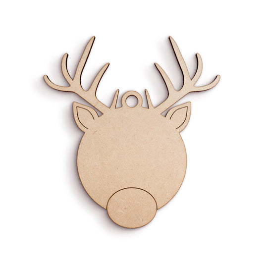 Reindeer Bauble wooden craft shape Christmas Decoration.