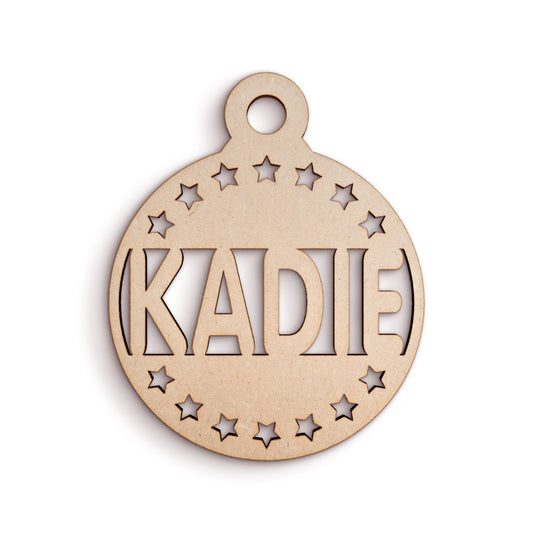 Personalised Bauble wooden craft shape Christmas Decoration.