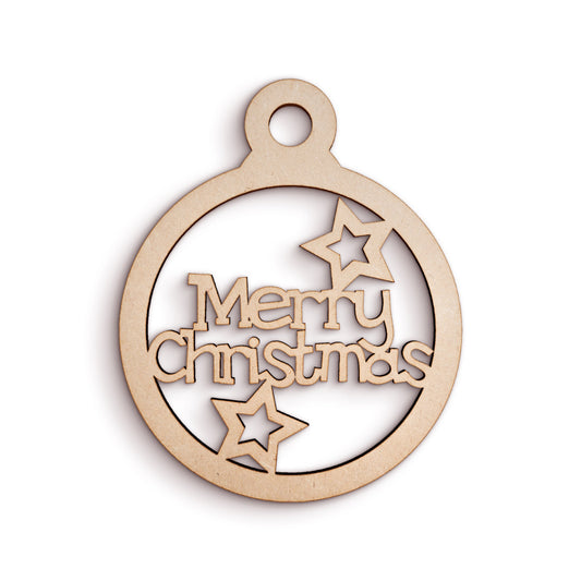 Merry Christmas Bauble wooden craft shape Christmas Decoration.