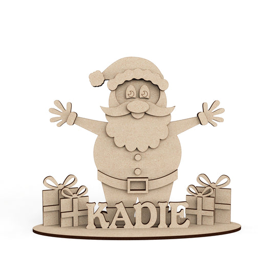 Personalised Santa Freestanding wooden craft shape Kit Christmas Decoration.